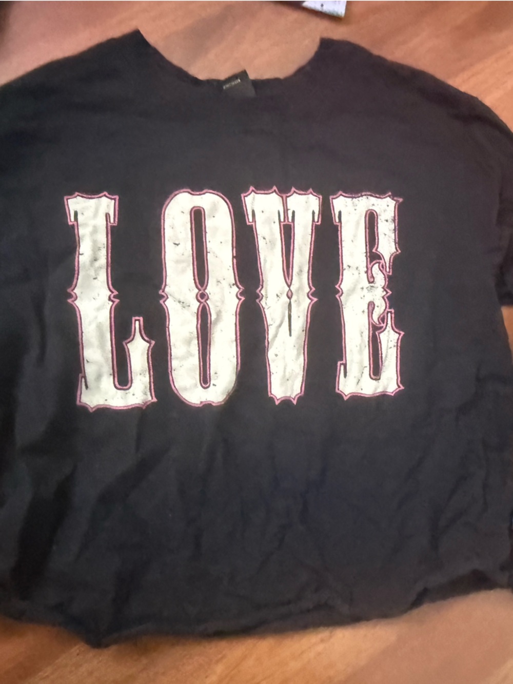 Pixielane Long Sleeve Tee with LOVE Graphic - Black